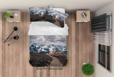 3D Schneeberg Autobahn Himmel Steppdeckenbezüge Bettbezüge Set Bettwäsche