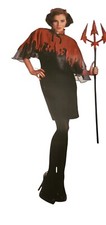 Creepy Adult Devil Cape Horns Witch Costume Cosplay Halloween Size One Party
