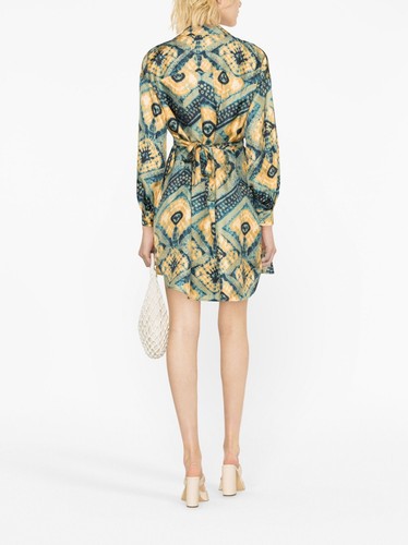 NEW Ulla Johnson Women Jude diamond-print shirt dress Size 8 #D6696 - Picture 3 of 9
