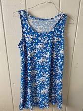 Draper James Size S/M Ruffle Nightie In Blue Shadow Floral Print Lightweight