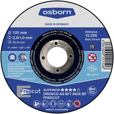 DRONCO 115 125 x 2/1 150 180 230 x22,23 mm Freecut Inox special Trennscheiben