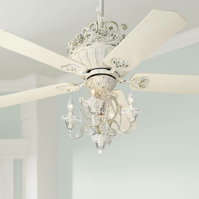52 Ceiling Fan With Light Led Crystal Chandelier Chic Rubbed