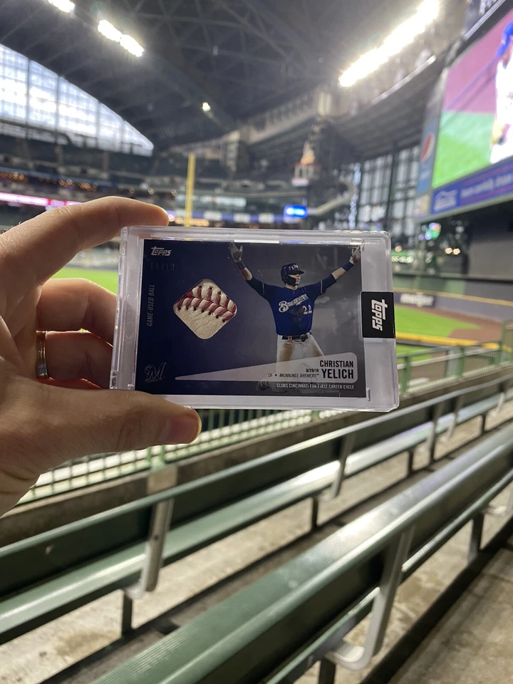 CHRISTIAN YELICH 2020 Topps BASEBALL RELIC /10 SSP From Cycle Game! RARE Brewers - Image 4 of 4