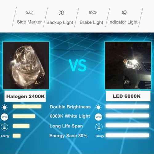 1157 LED Bulb For Turn Signal Brake Tail Light Side Marker Bulb 6000K White 2pcs - Imagen 6 de 8