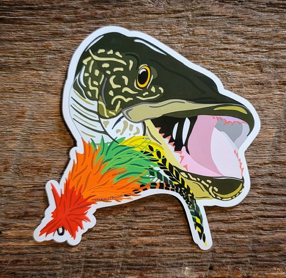 FLY FISHING BUMPER STICKERS PIKE on the Fly northern pike Decals Flies
