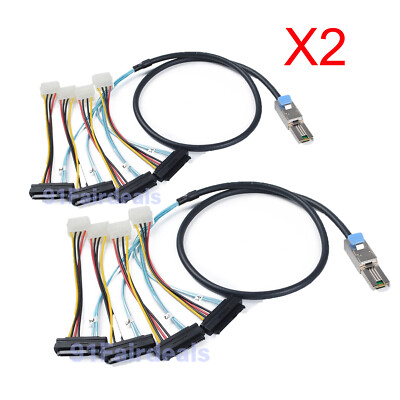 2X SSFF-8088 Internal Mini SAS HD to 4X 8482 29pin SFF-8482 W/ IDE Power Cable