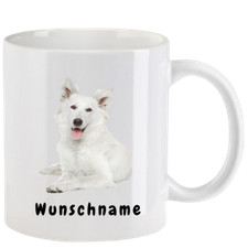 Tasse mit Weißem Schweizer Schäferhund - mit oder ohne  Wunschname - 10 Motive