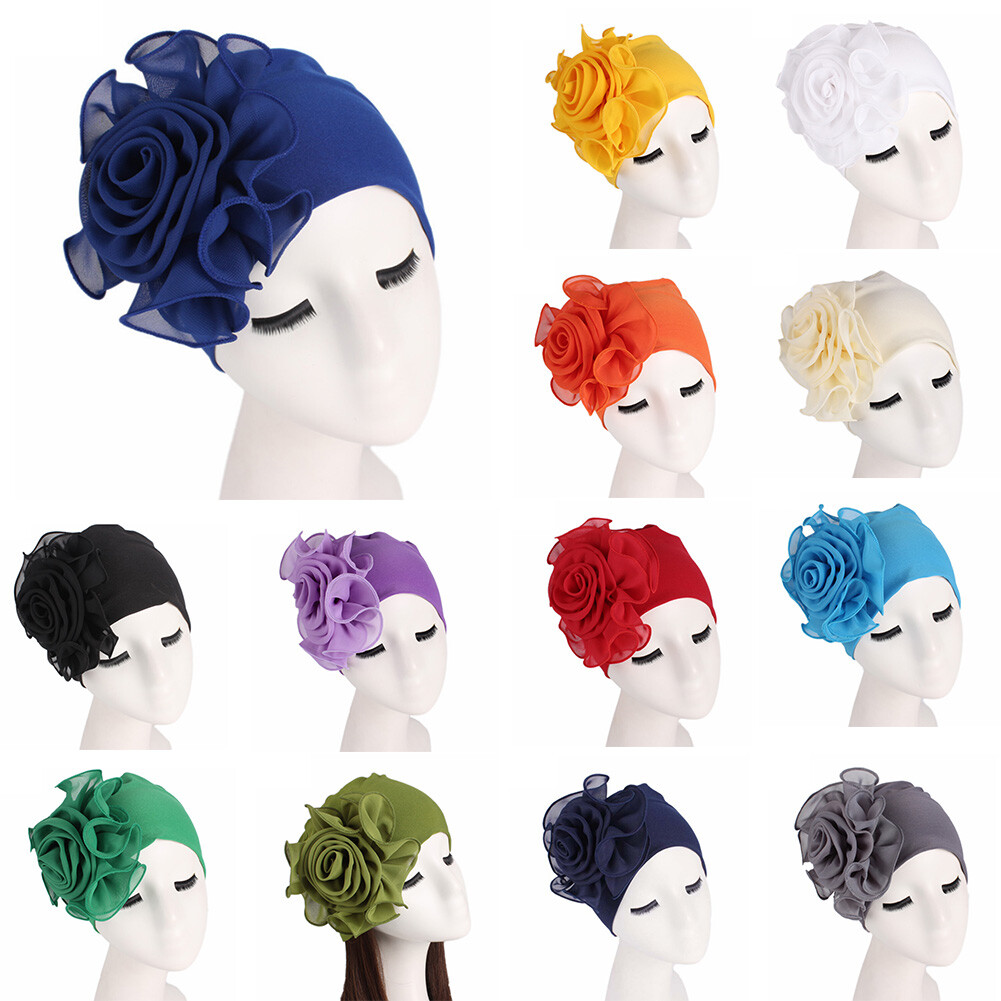 Women's Stretch Turban Hat - Cotton Head Scarf For Chemo, Hair Loss, Alopecia - Bohemian Floral Ruffle Design - View #2