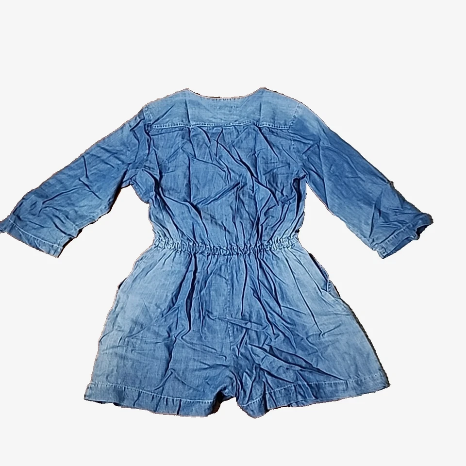 Pantalones Cortos Cato Mameluco M Azul Manga con Pestaña Enrollable Denim Lavado Ligero Cordón Foto 2 de 4