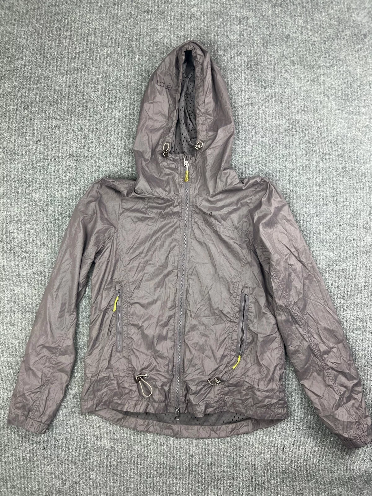 lole windbreaker full zip hooded water repellent jacket