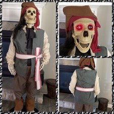 Gemmy Life Size Animatronic Singing Skeleton Pirate 5’ Animated Halloween Decor