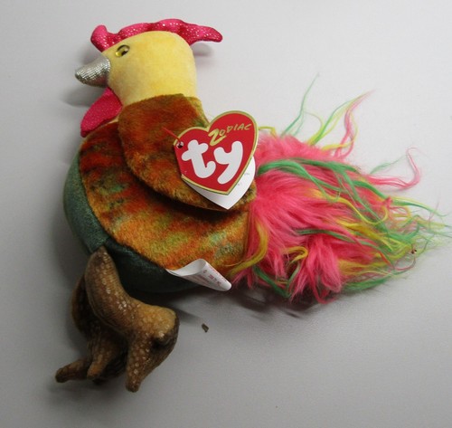 2 Retired TY Beanie Babies Zodiac Rooster & Lurkey 2000 New With Tags - Picture 3 of 5