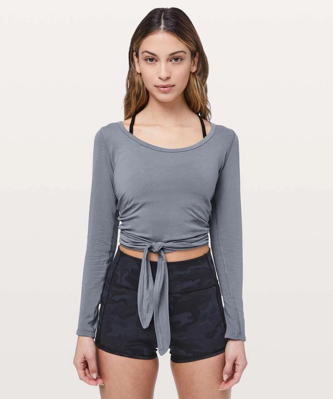 lululemon its a tie long sleeve steam gray shirt
