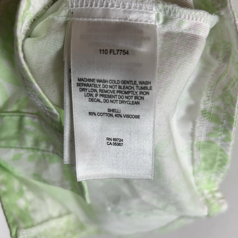 Camisa Columbia PFG manga corta abotonada para mujer pequeña verde floral top de senderismo Foto 3 de 4