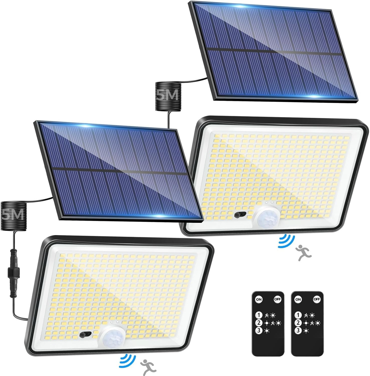 LOTMOS Solar Lights Outdoor, 342LED Remote Solar Security Lights Outdoor Motion