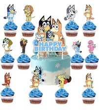 25PCS Cake Cupcake Topper Decorations Cartoon Dog Happy Birthday Party Supplies