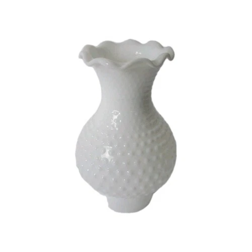 Vintage Scalloped Milk Glass Hobnail Hurricane Lamp Chimney Shade 3" Fitter