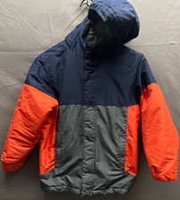 The Children's Place Hooded Insulated Colorblock Puffer Jacket Navy/Orange M 7/8