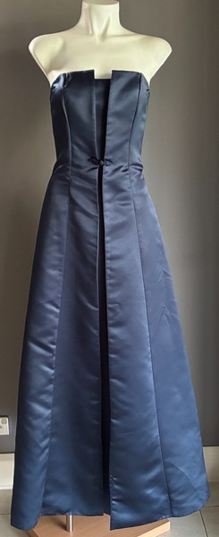 MR K Navy Strapless Evening Gown Dress 8 Long Formal Wedding Guest Lined Boned