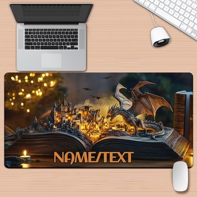 40*90cm1pc Custom NameText Magic Book Design XXL Gaming Desk Mat - HD Printed Fa