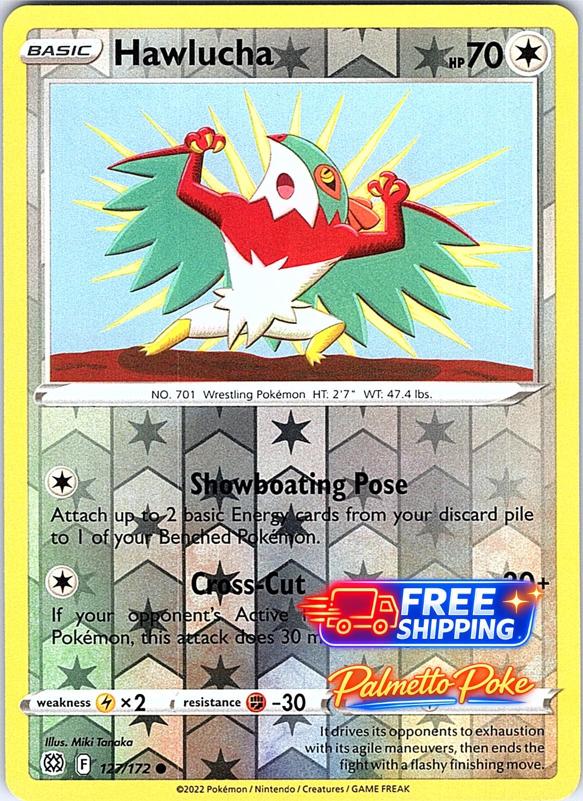 Hawlucha 127/172 Common Brilliant Stars Pokemon Reverse Holo Lightly Played