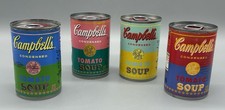 CAMPBELL'S ANDY WARHOL POP ART 50TH ANNIVERSARY TOMATO SOUP CAN SET of 4