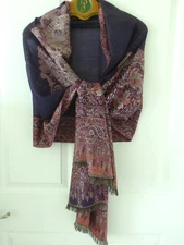 New Red /Blue Paisley 100% Cashmere Pashmina Lightweight Scarf Wrap Shawl 28x80"