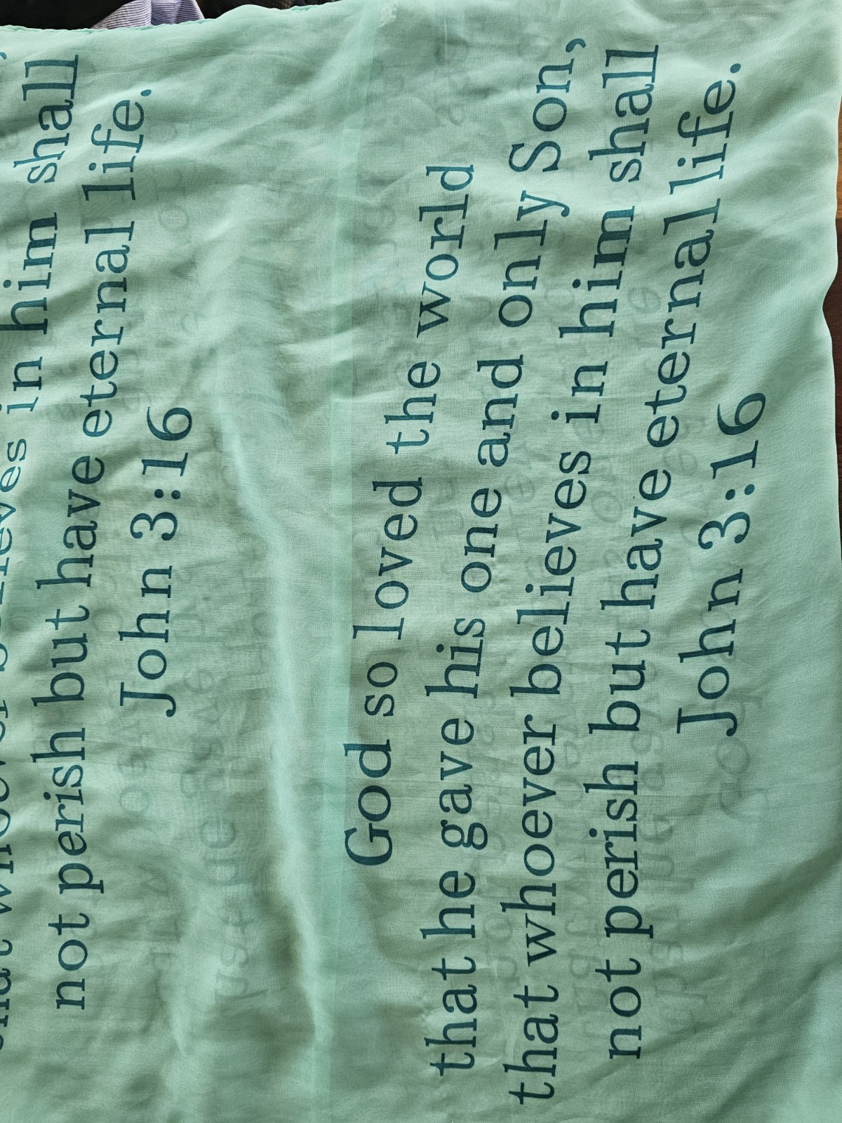 Mint Green Scripture Infinity Scarf – John 3:16 C… - image 2