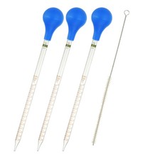 3 Pcs 20ml Borosilicate Glass Graduated Dropper Pipettes Kit with Brush, Clear