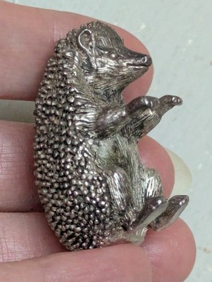 Vintage 50er 60er Jahre stehender Igel Figur Neusilber Kurios Taschenfreund