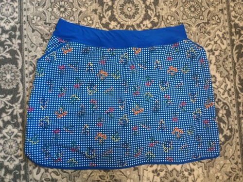 Lands End 16W Tankini Blue Gingham Floral Skort Skirt Bra Nylon Preppy NWT - Picture 10 of 16