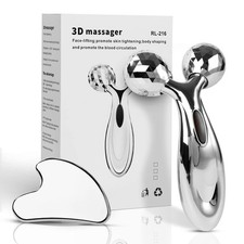 Stainless Steel Gua Sha and Face Roller Set, Facial Tool for Face Sculpting, ...