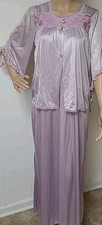 Nwt Vintage Texsheen Nightgown /Jacket 2 pc Set Mauve Purple Women's M