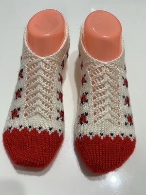Handgestrickte Hausschuhe Gr 38/39 neu Patik %100 Baumwolle Geschenk Idee 