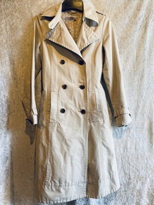 Zara Basic Damen Trenchcoat Gr. 38 Beige Mantel Wasserabweisend Gebraucht