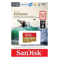 Sandisk Extreme Microsdxc Uhs-1 64gb For Console Drones Camcorders Action Cam 