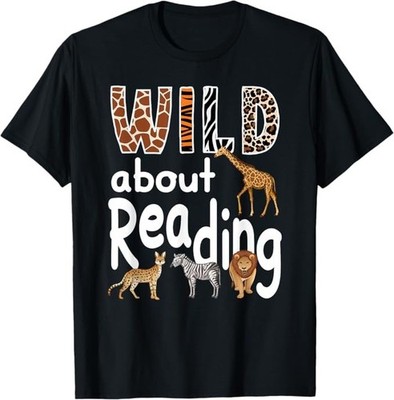 Zoo Animals Wild About Reading Books Reader Lover Librarian T-Shirt