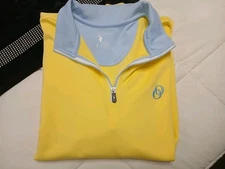 Fairway & Greene Quarter Zip Mens Large Yellow  Pullover F&G Tech Golf Sweater