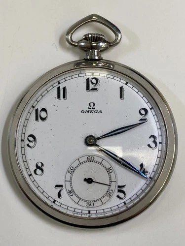 Antique OMEGA 15 Jewels Acier Staybrite Pocket Watch, Pre-Owned, Runs (35-#48)