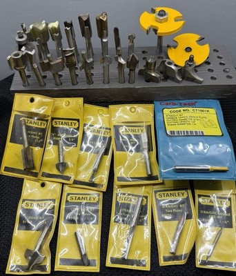37 Router Bits 1/4  Shank Stanley, Craftsman, Carb Tech