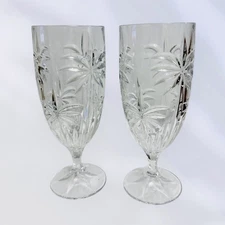 Godinger Shannon PALM Tree South Beach Collection Large Water Goblet -Set Of 2