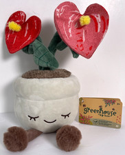NEW-Greenhouse by Russ HEART FLOWER Plush Potted Plant Anthurium w/tag