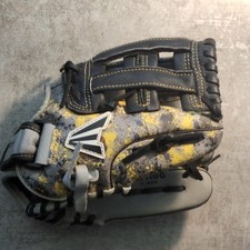 Easton 11" Youth Leather Baseball Glove Gray Yellow Black Adjustable