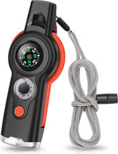 7 in 1 Emergency Survival Whistle with Compass LED Signal Light Multifunctional