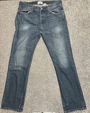 Levis 501 Jeans Mens 36x34 Blue Button Fly Denim Pants Faded Work Chore Office