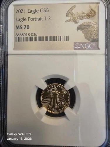 2021 AMERICAN GOLD EAGLE $5 NGC MS70 EAGLE PORTRAIT T-2 ABSOLUTELY PRISTINE!