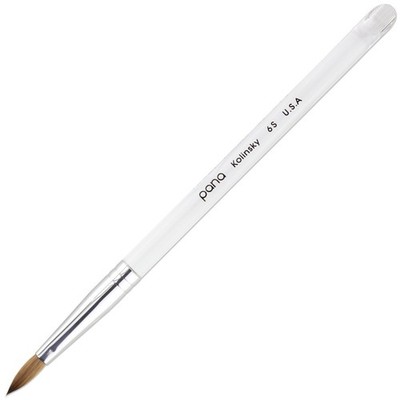 PANA Pure Kolinsky Hair Acrylic Nail Brush - Oval Crimped Clear Handle Size 6