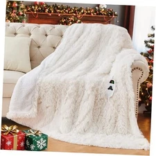 Heated Electric Blanket Throw–Faux Fur with Soft Thick 50x60 Snow Cloud
