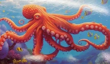 Octopus  Aquatic Velour Beach Bath Towel 30x60 100% Cotton