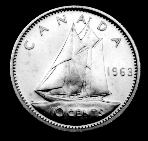 1963 10¢ uncirculated silver proof like coin - in a paper flip lovely